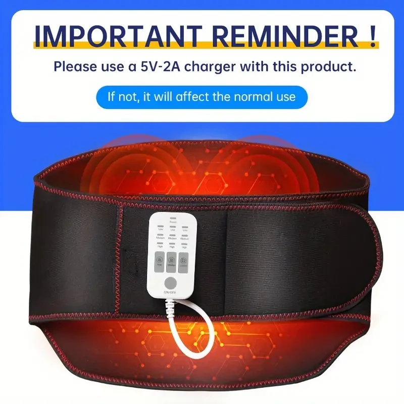 Almohadilla térmica con cinturón de masaje: calentamiento rápido para el dolor de espalda y abdominal