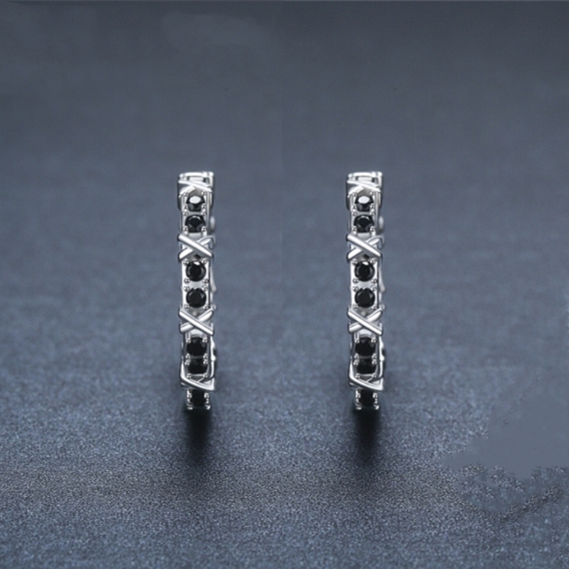Pendientes de cobre con circonitas sencillas de moda para mujer