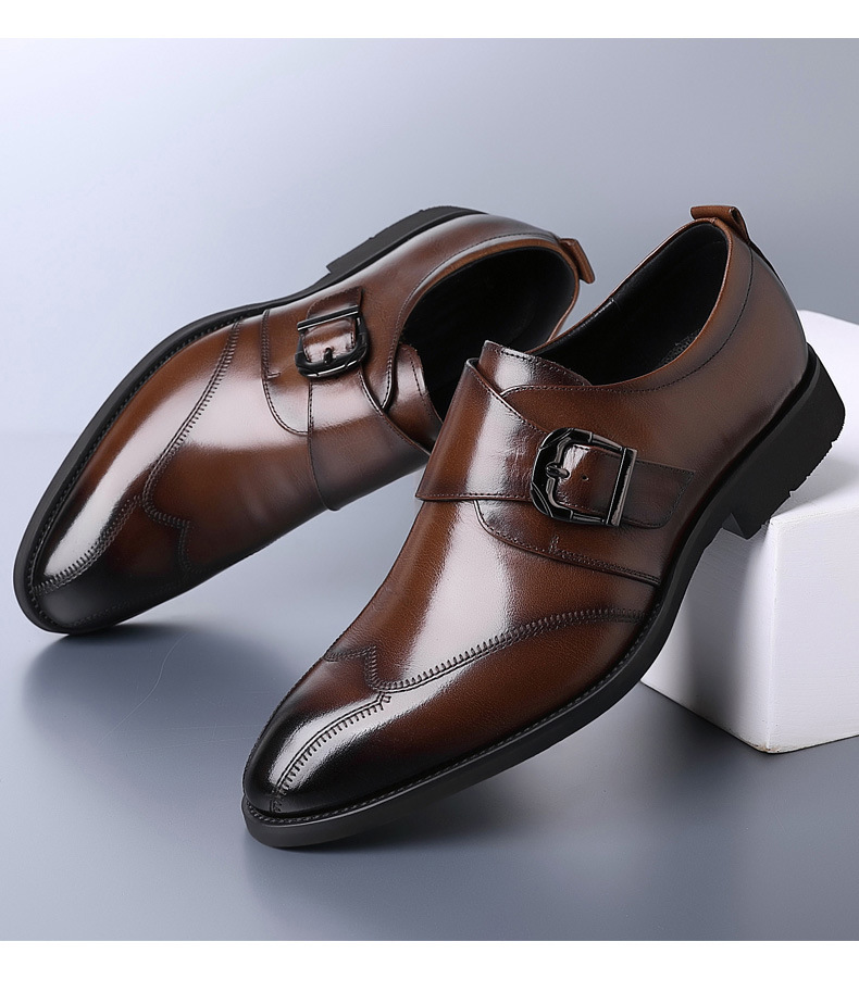 Zapatos casuales de cuero bordado con hebilla que cambia de color para hombre
