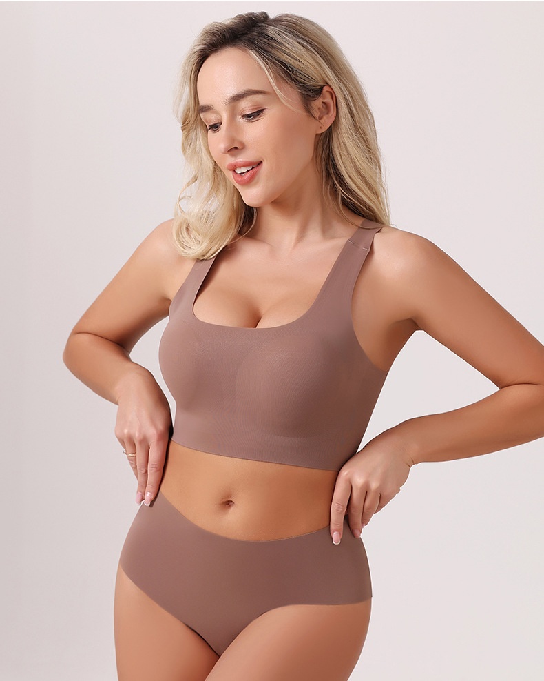 Conjunto de sujetador deportivo sin costuras, inalámbrico y de estilo europeo y americano