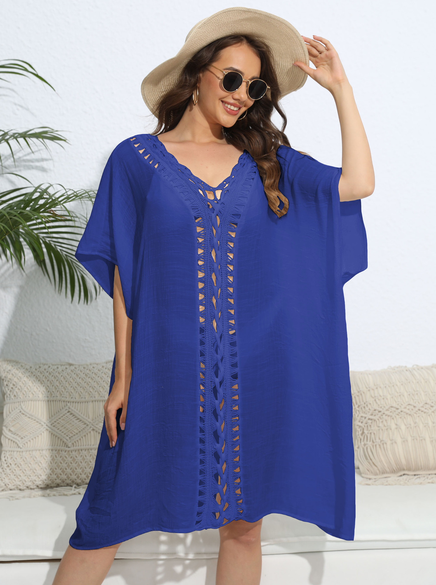 Vestido suelto de crochet para mujer