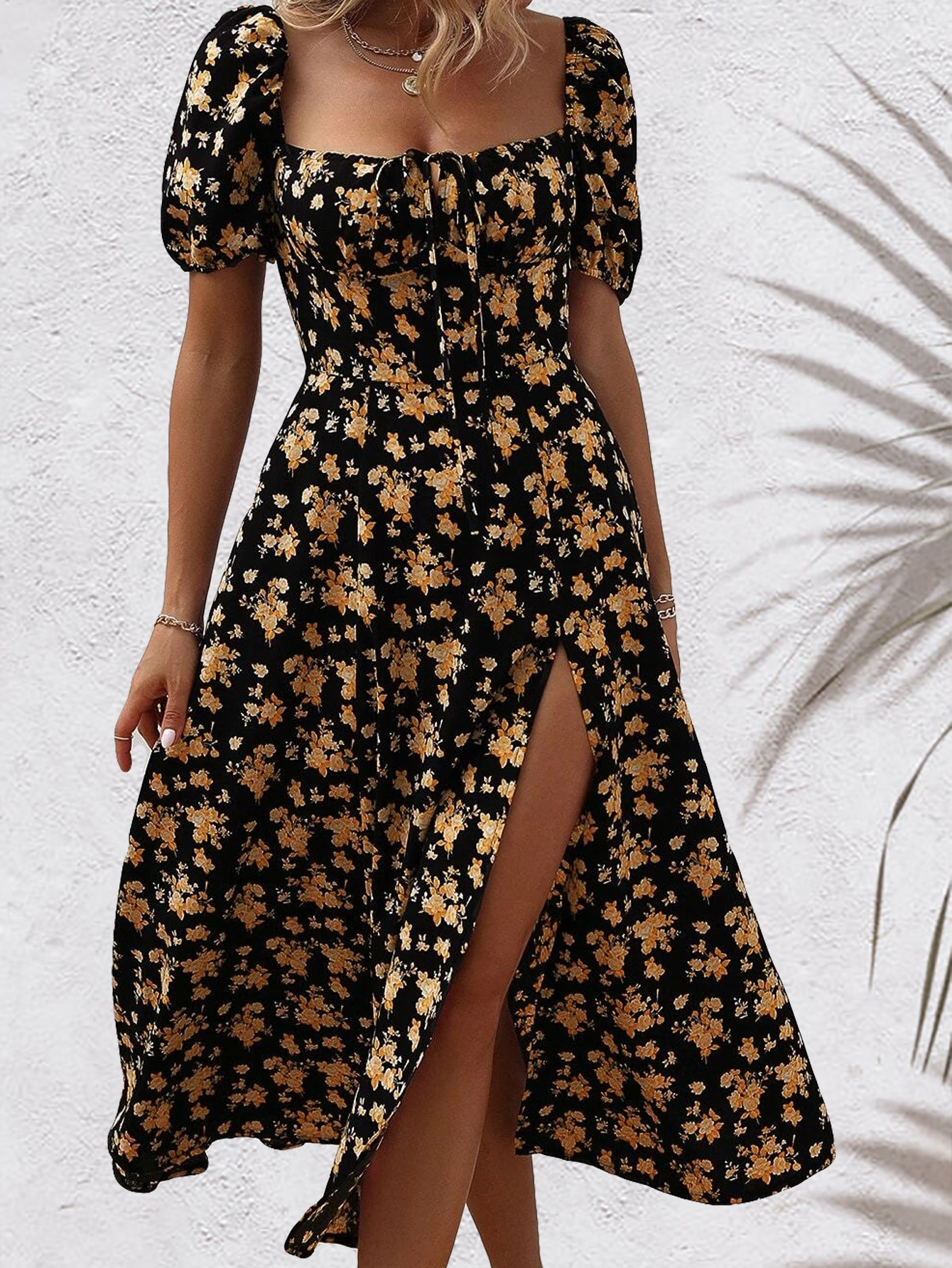 Vestido informal de gasa con estampado de vacaciones para mujer