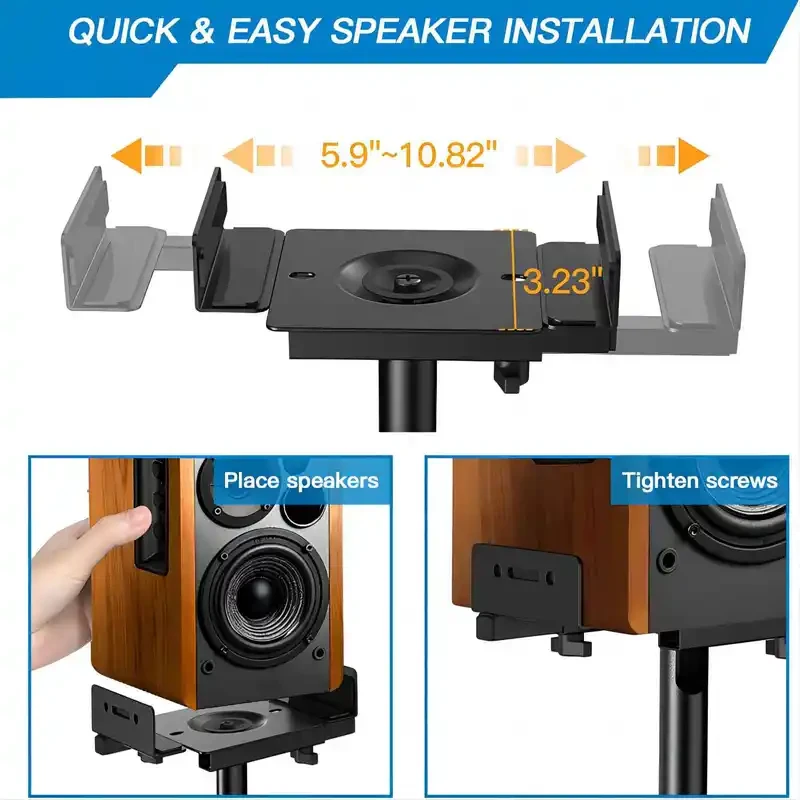 Soportes universales retráctiles para altavoces con base cuadrada (par, altura ajustable)