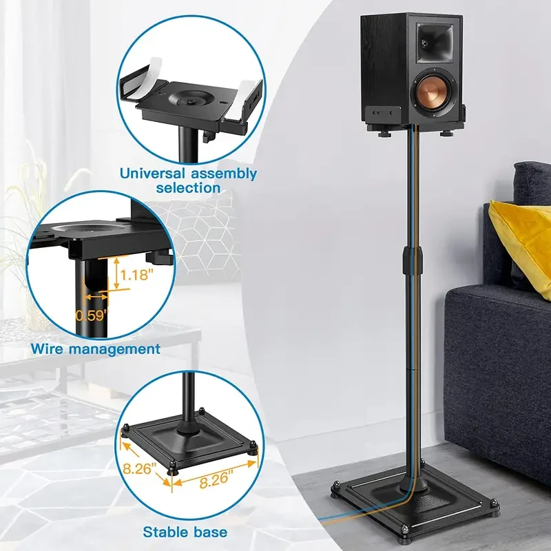 Soportes universales retráctiles para altavoces con base cuadrada (par, altura ajustable)