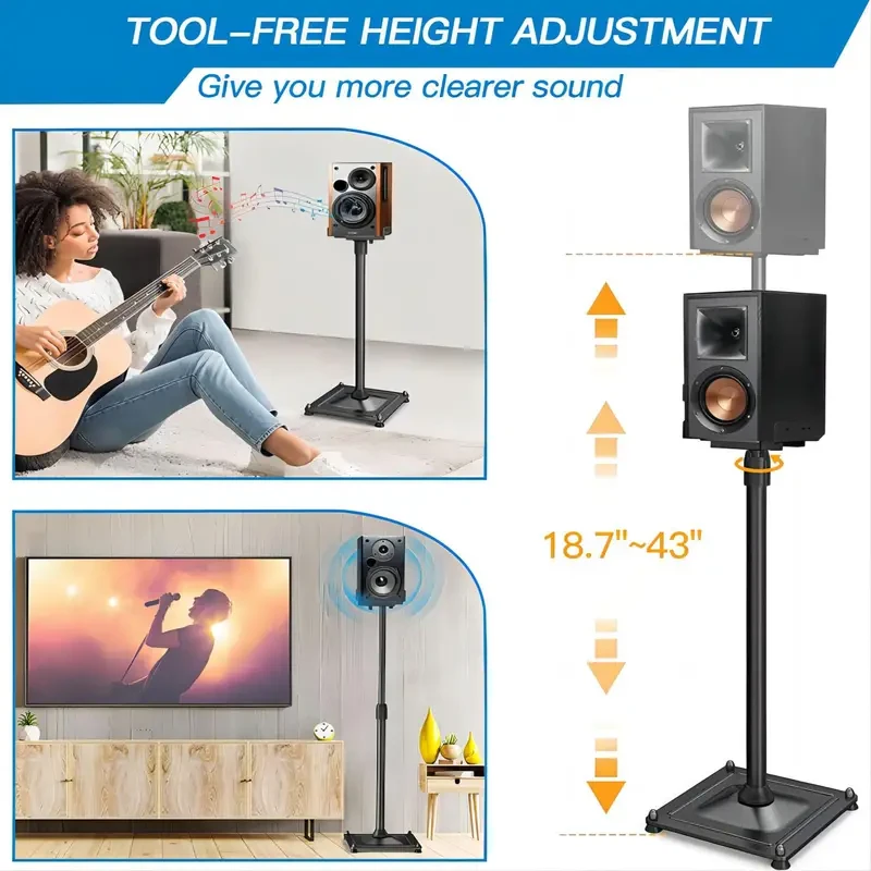 Soportes universales retráctiles para altavoces con base cuadrada (par, altura ajustable)