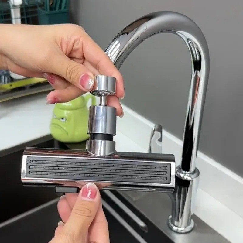 Grifo de cocina giratorio universal con burbujeador en cascada