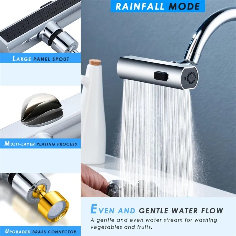 Grifo de cocina giratorio universal con burbujeador en cascada