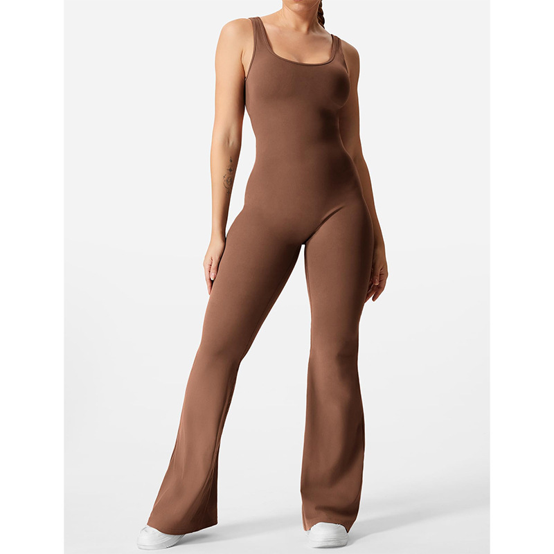 Monos acampanados sin mangas para mujer, pantalones largos de yoga y fitness