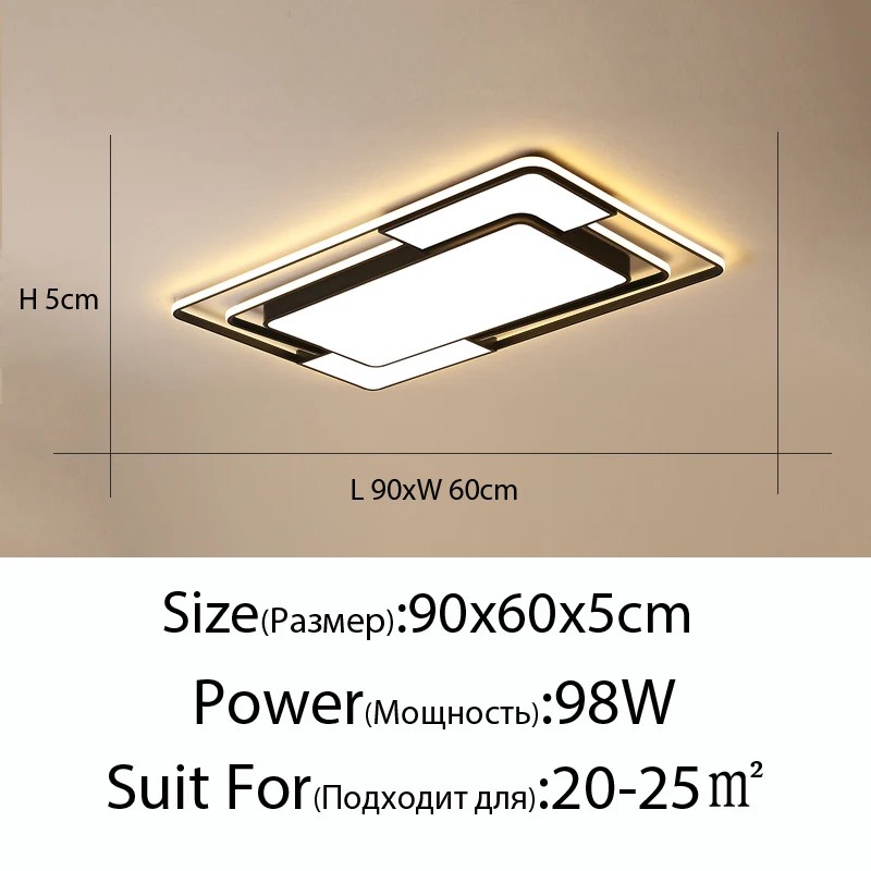 Lámpara de techo LED moderna - Lámpara de araña cuadrada nórdica para sala de estar, comedor y dormitorio
