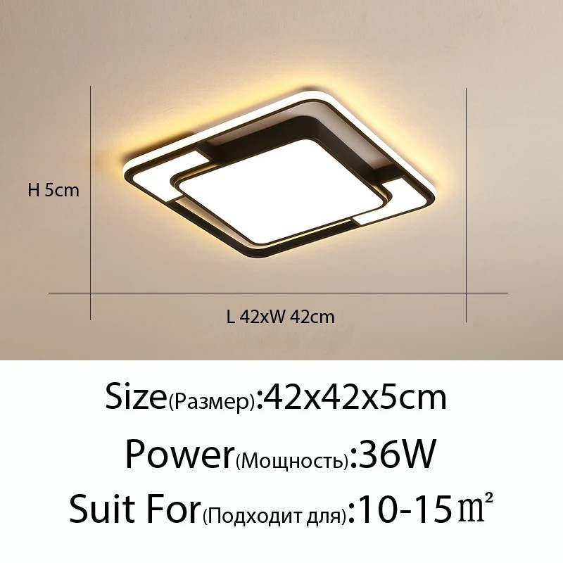 Lámpara de techo LED moderna - Lámpara de araña cuadrada nórdica para sala de estar, comedor y dormitorio