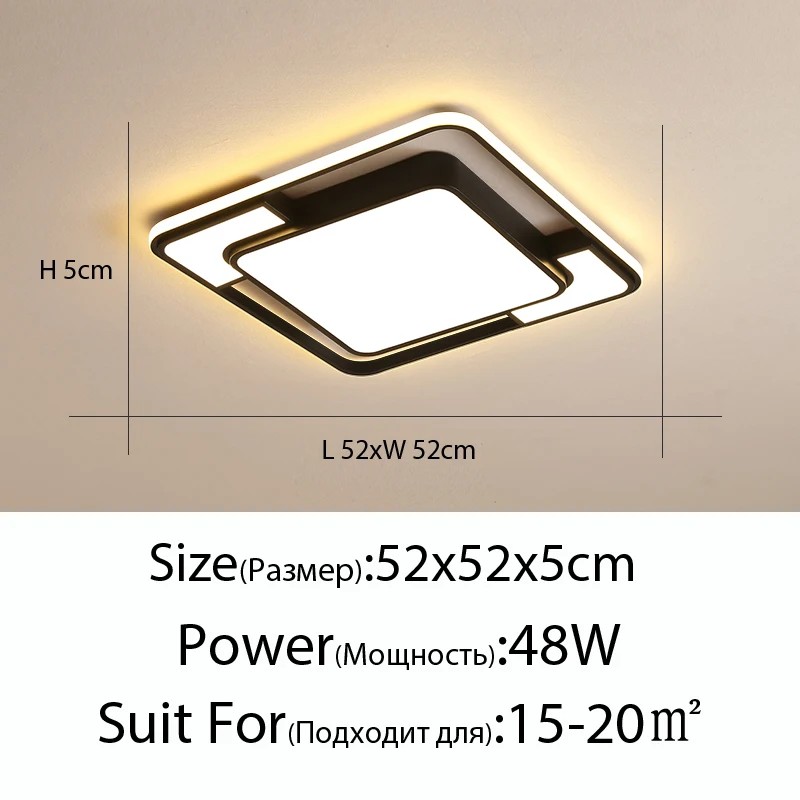 Lámpara de techo LED moderna - Lámpara de araña cuadrada nórdica para sala de estar, comedor y dormitorio