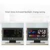 Reloj despertador de mesa LED con monitor de temperatura y humedad y pronóstico del tiempo