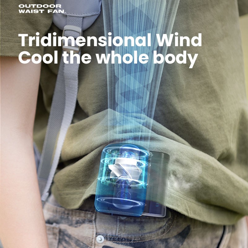 Ventilador portátil - Mini ventilador de cintura recargable de 4500 mAh con 3 velocidades y clip para cinturón
