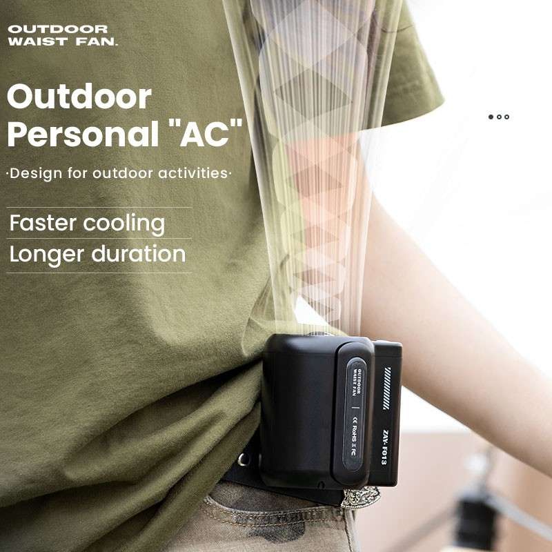 Ventilador portátil - Mini ventilador de cintura recargable de 4500 mAh con 3 velocidades y clip para cinturón
