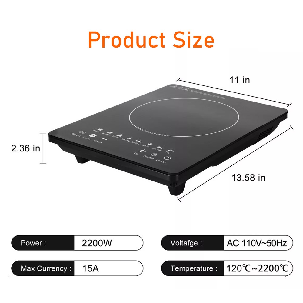 Cocina de inducción inteligente de bajo consumo US110V/2200W - Uso doméstico y exterior