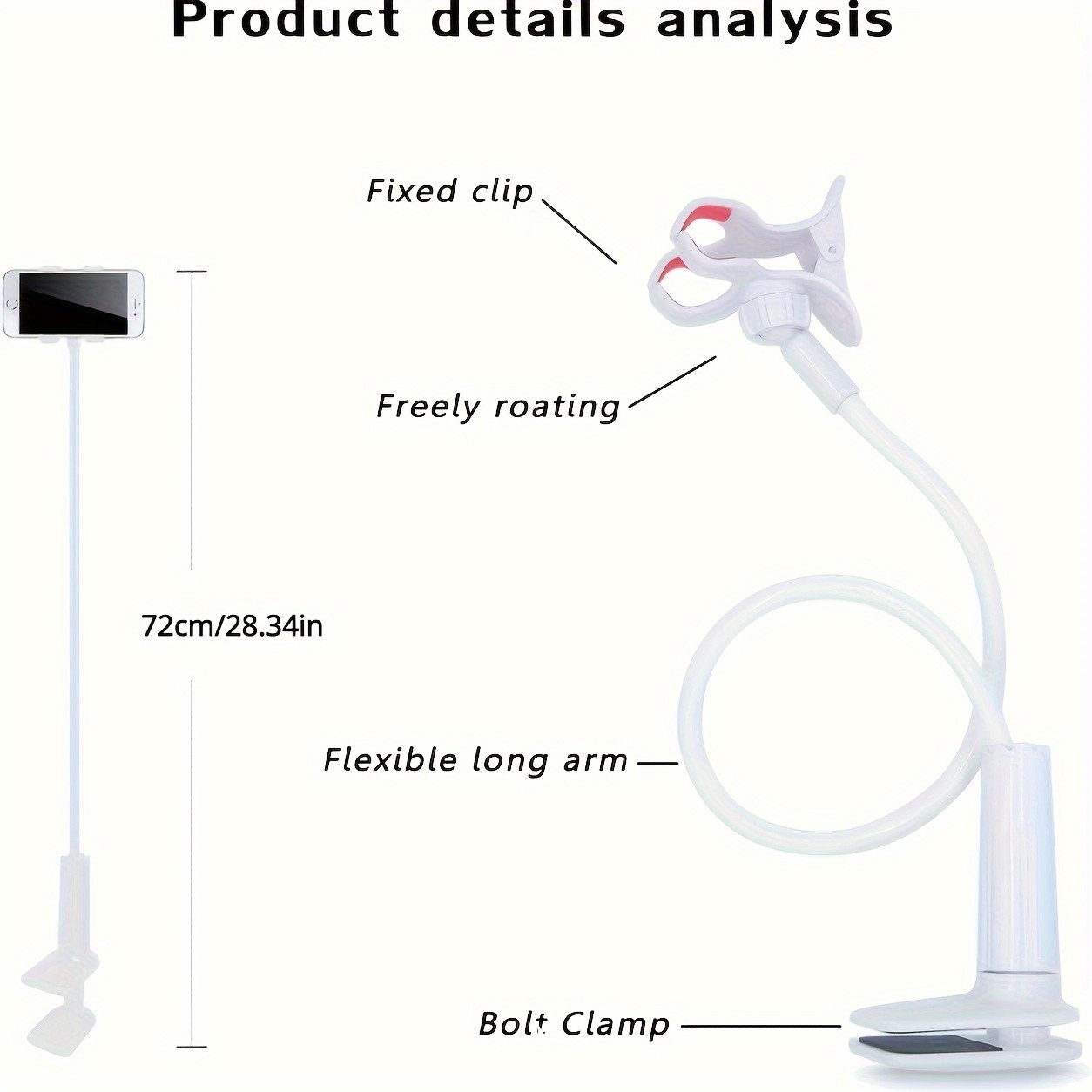 Soporte flexible de cuello de cisne para teléfono móvil - Soporte de escritorio para mesita de noche