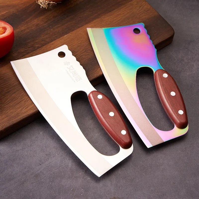 Cuchillo de cocina con mango de veta de madera