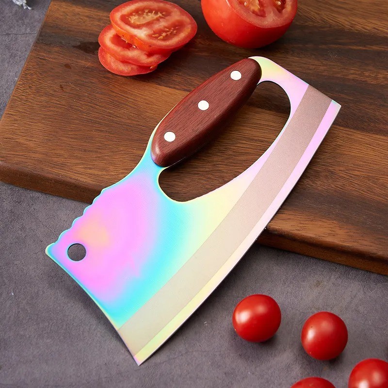 Cuchillo de cocina con mango de veta de madera
