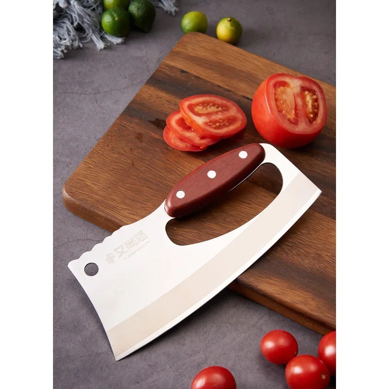 Cuchillo de cocina con mango de veta de madera