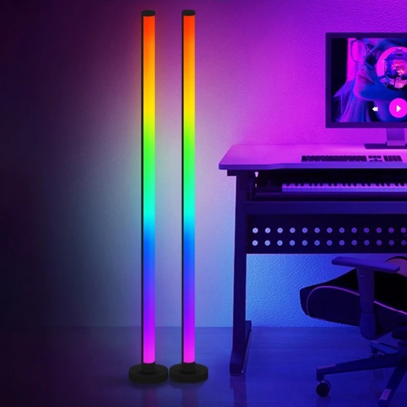 Lámpara de pie RGB inteligente con sincronización musical: iluminación ambiental moderna