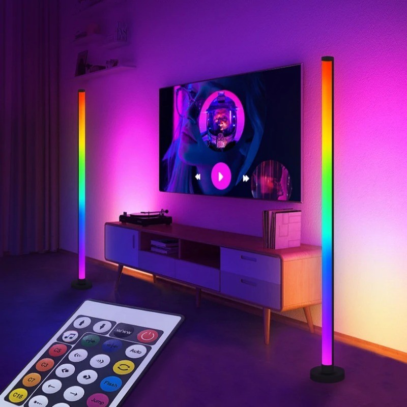 Lámpara de pie RGB inteligente con sincronización musical: iluminación ambiental moderna