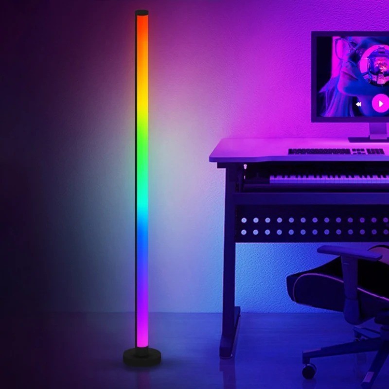 Lámpara de pie RGB inteligente con sincronización musical: iluminación ambiental moderna