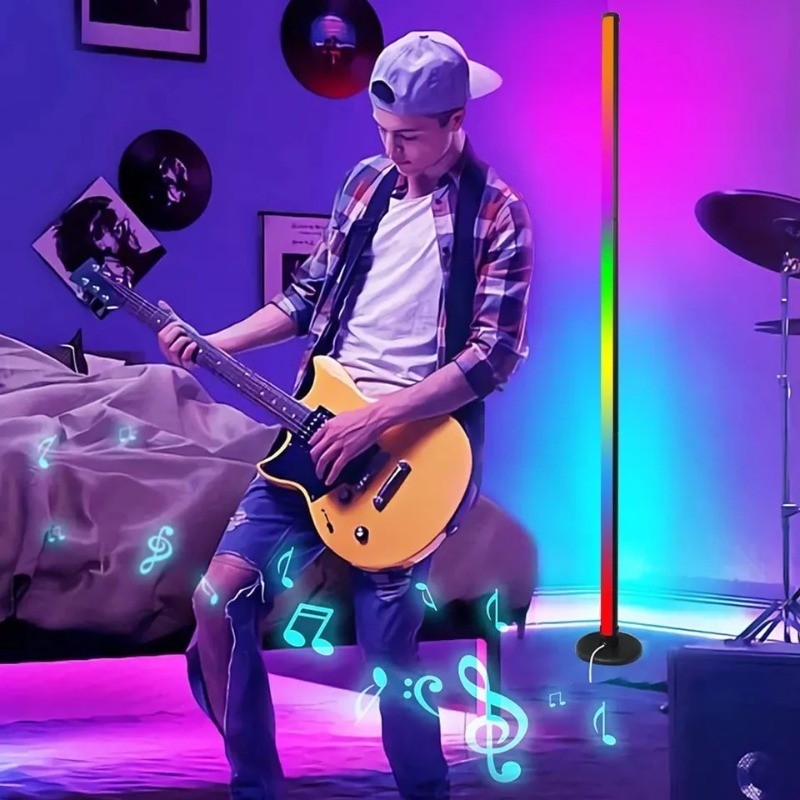 Lámpara de pie RGB inteligente con sincronización musical: iluminación ambiental moderna