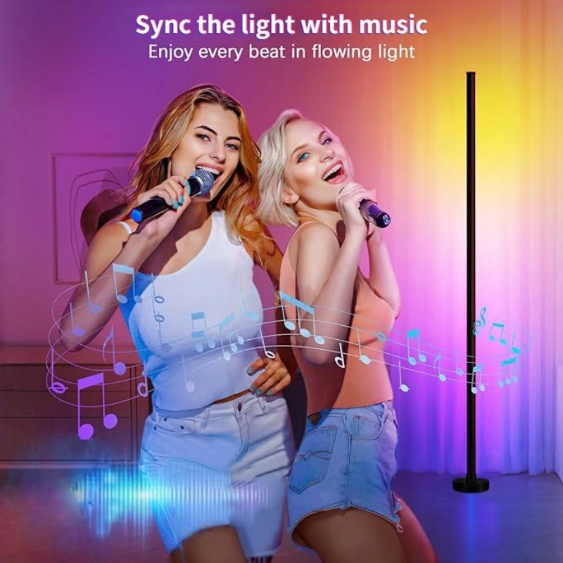 Lámpara de pie RGB inteligente con sincronización musical: iluminación ambiental moderna