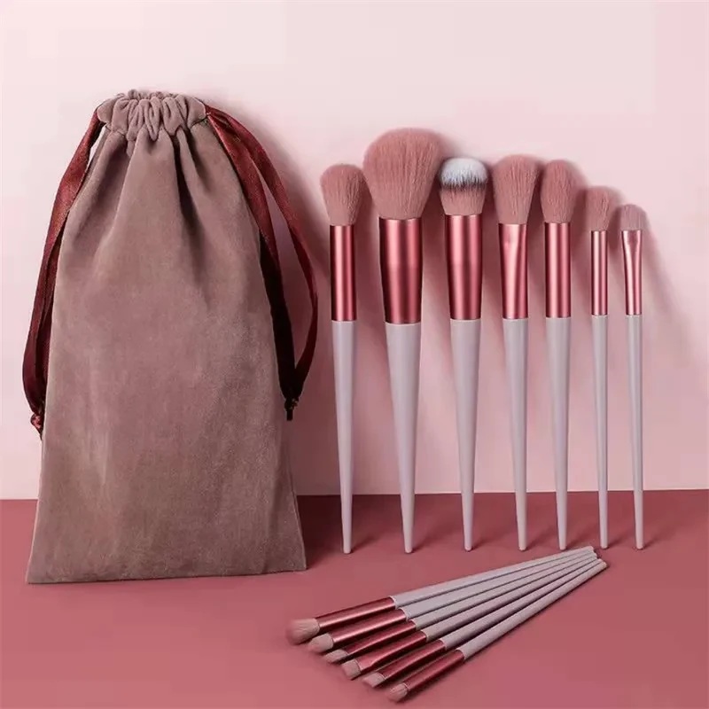 Juego de 13 brochas de maquillaje: corrector, rubor, polvos, sombras de ojos, iluminador, base de maquillaje, herramientas de belleza.