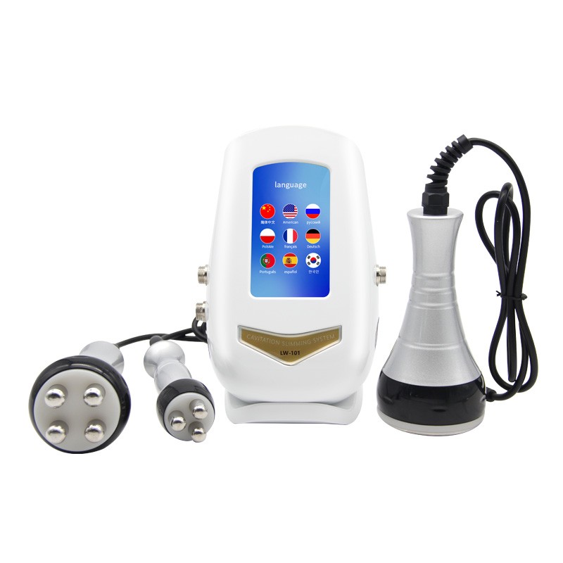 Máquina de adelgazamiento corporal ultrasónica RF de cavitación 40K 3 en 1: dispositivo de belleza y masajeador facial