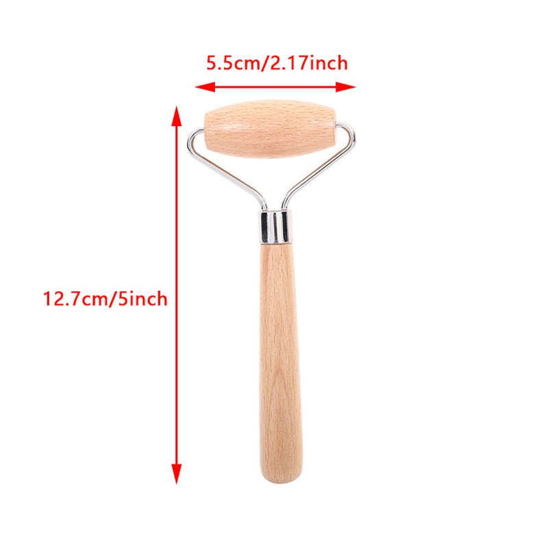 Masajeador facial Gua Sha - Rodillo de madera con masaje de espinas y mango de madera