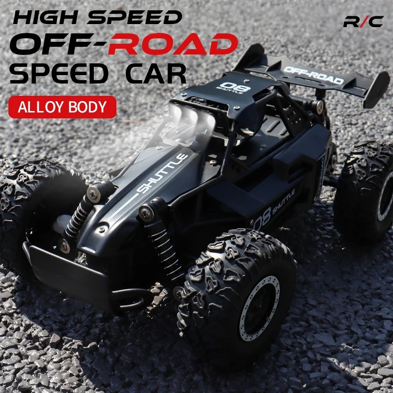 Coche todoterreno teledirigido de alta velocidad, escala 1:16, tracción en dos ruedas y luz LED