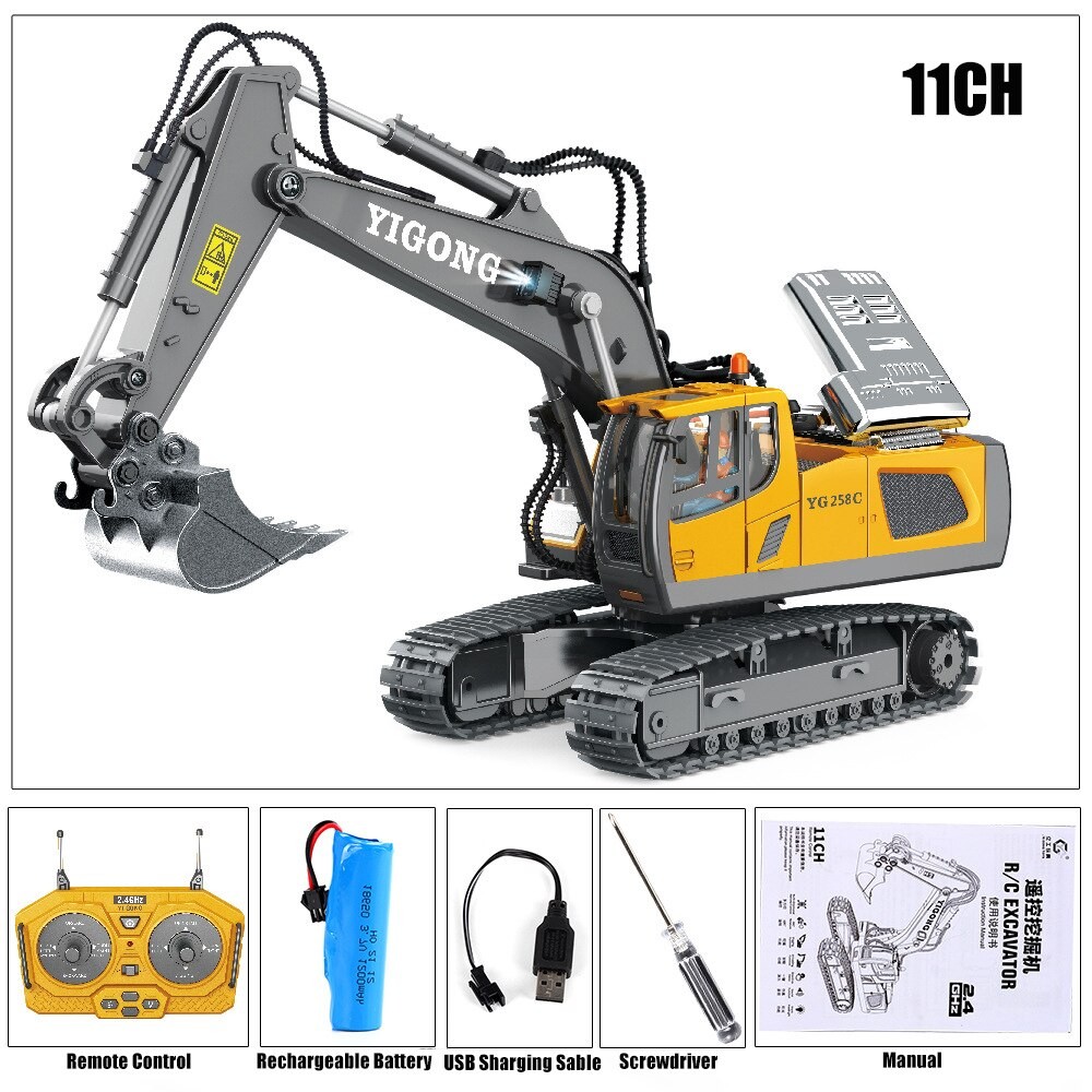 Vehículos de construcción de juguete RC: excavadoras, camiones volquete y topadoras a control remoto