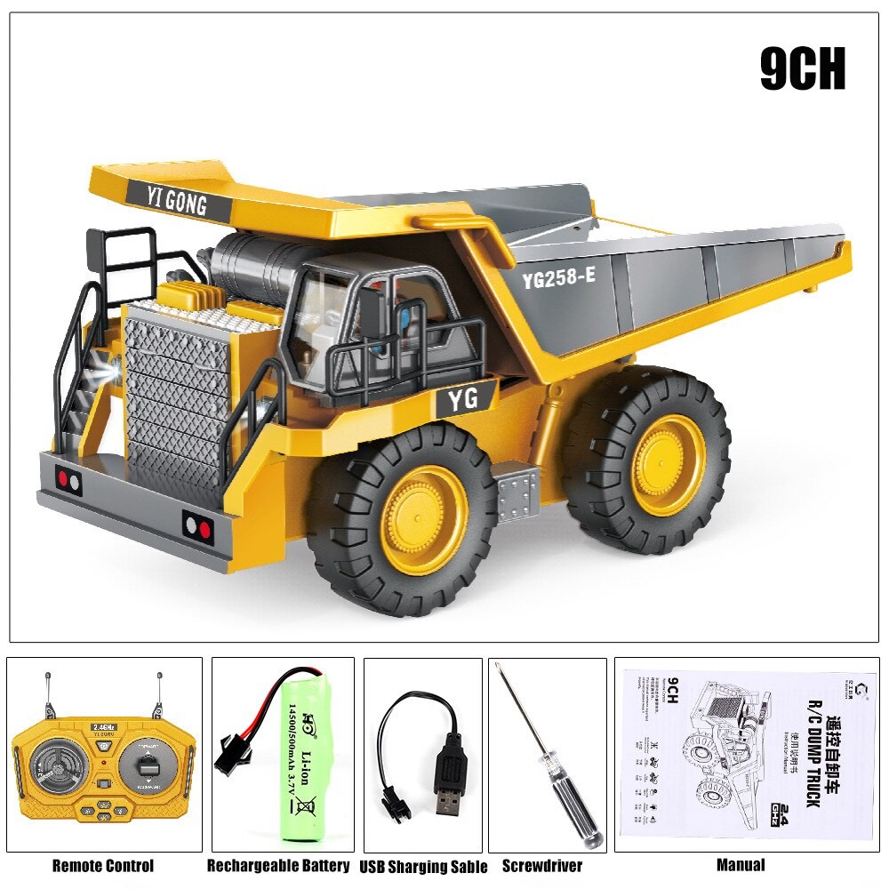 Vehículos de construcción de juguete RC: excavadoras, camiones volquete y topadoras a control remoto
