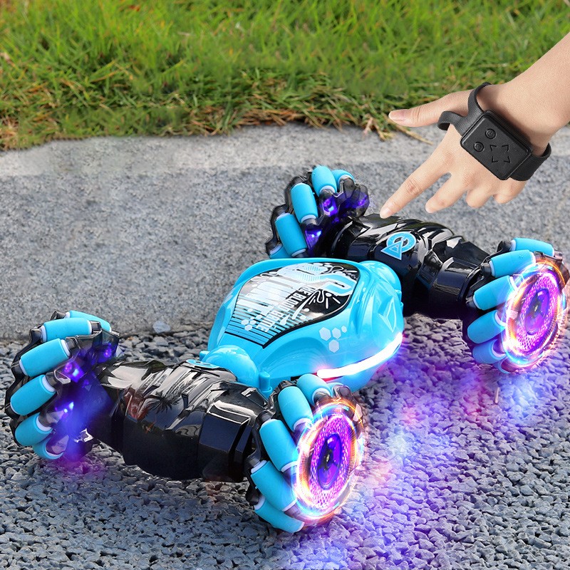 Coche de derrape RC 4x4 con música y luces LED - Coche acrobático con control por gestos