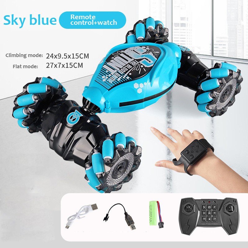Coche de derrape RC 4x4 con música y luces LED - Coche acrobático con control por gestos