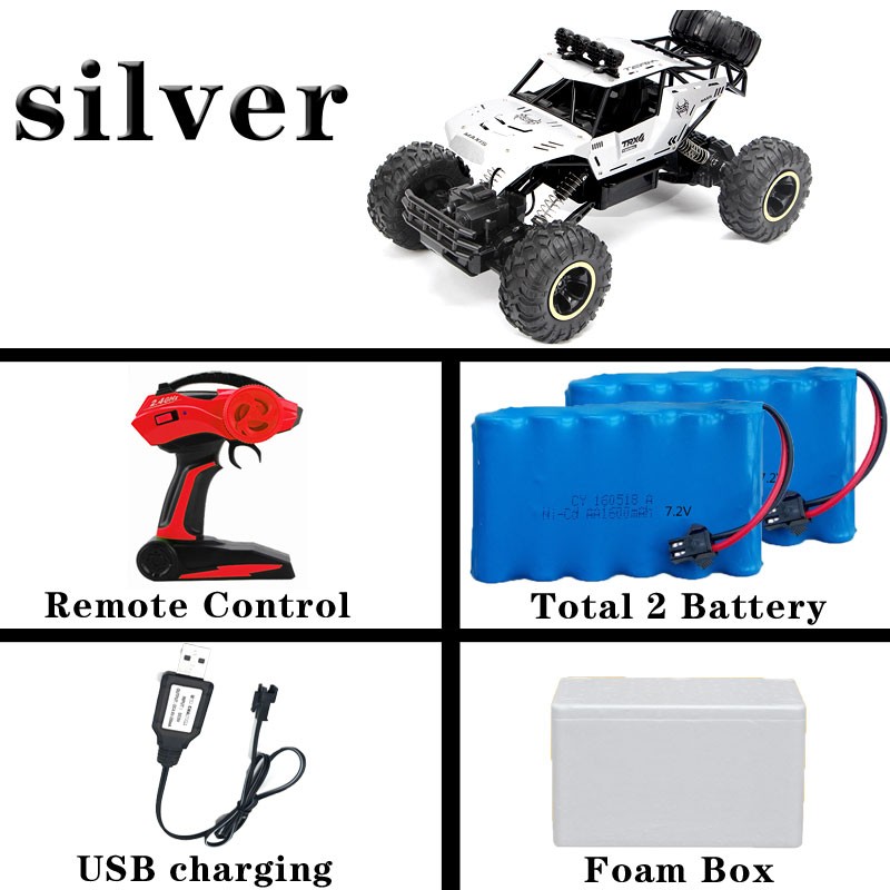Coche RC 4x4 con luces LED, escala 1:12/1:16 - Buggy todoterreno y camión de control