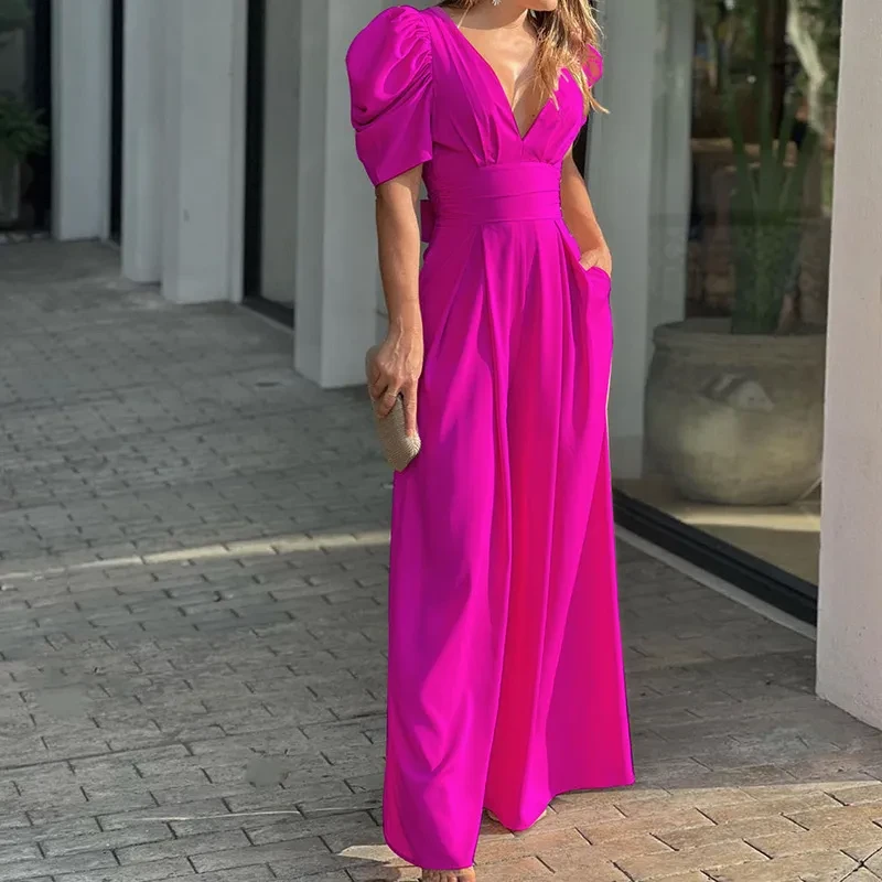 Mono elegante de moda con piernas anchas y tallas grandes