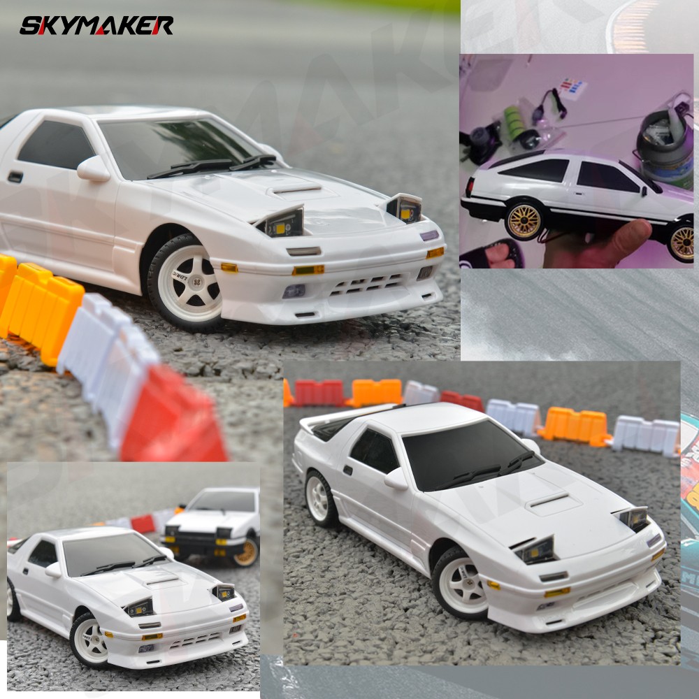 Coche de derrape RC modelo AE86 RX-7 FC 1:18 - Control remoto 2.4G con giroscopio ESP y LED