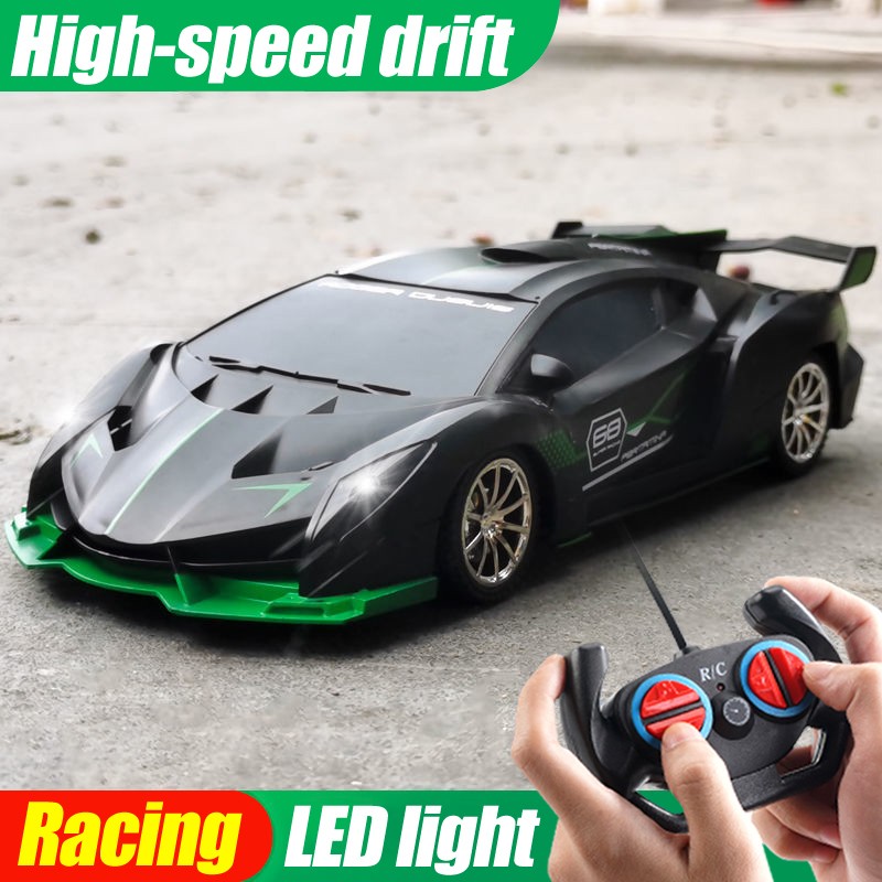 Auto deportivo RC 1:18 con luz LED y control remoto de 2.4G para derrapar a alta velocidad