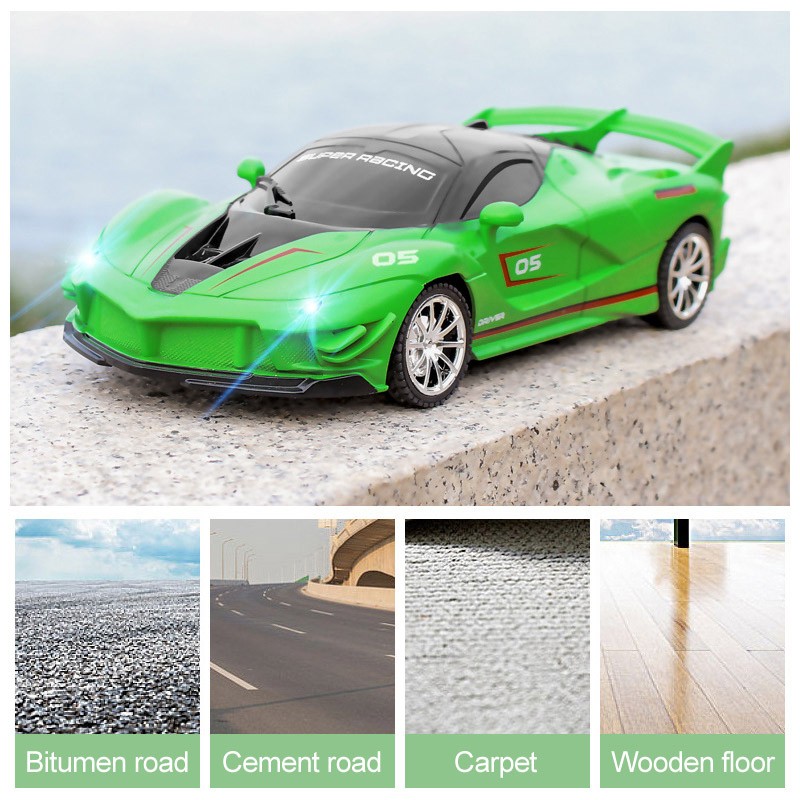 Auto deportivo RC 1:18 con luz LED y control remoto de 2.4G para derrapar a alta velocidad