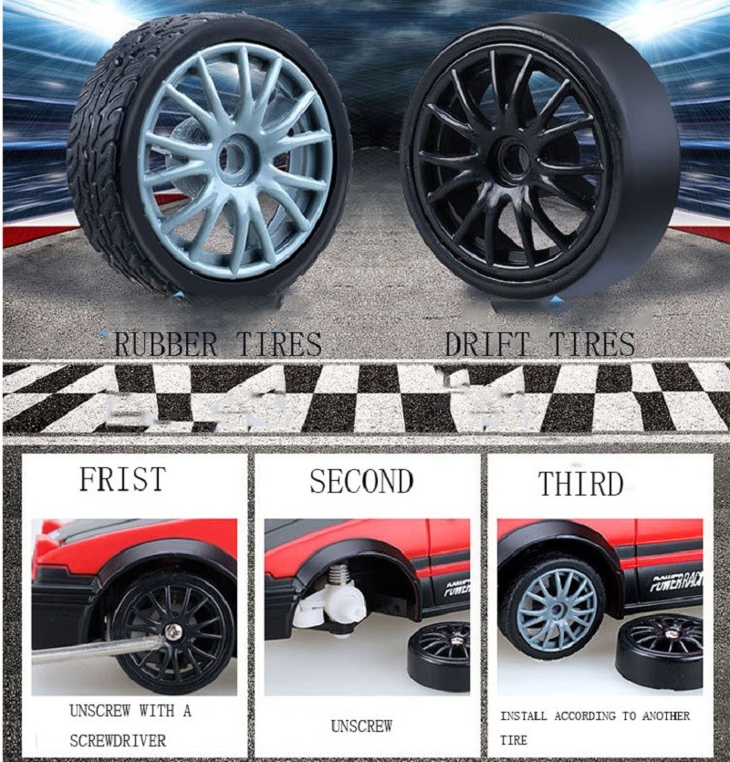 Mini coche de carreras eléctrico de derrape a escala 1:24