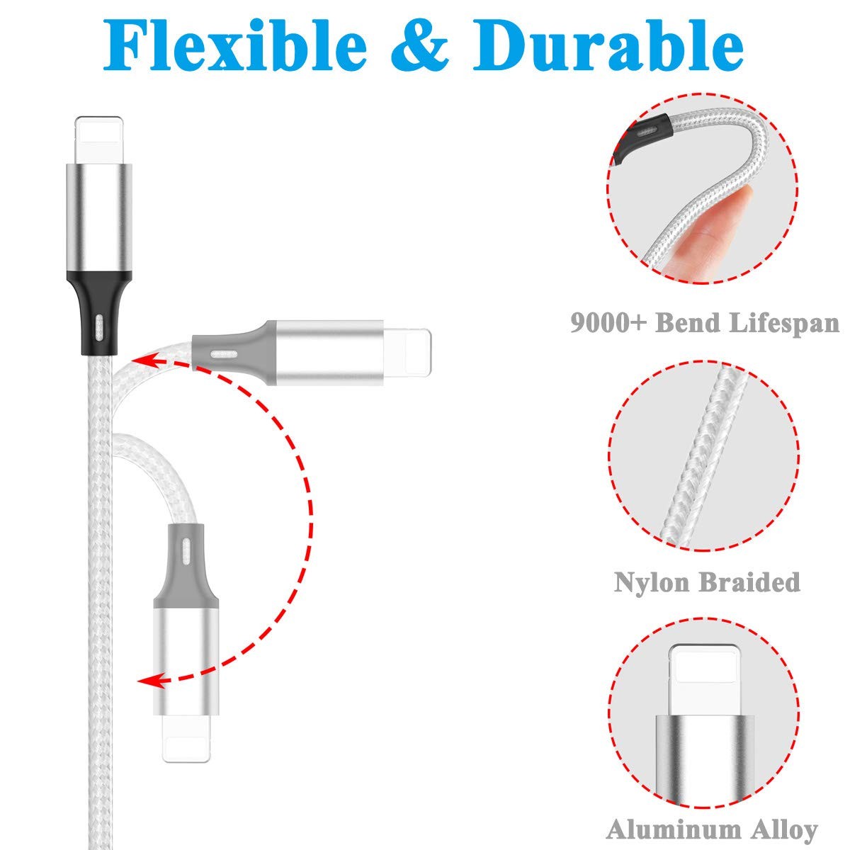 Cable cargador multi-USB 3 en 1: conectores tipo C y micro USB