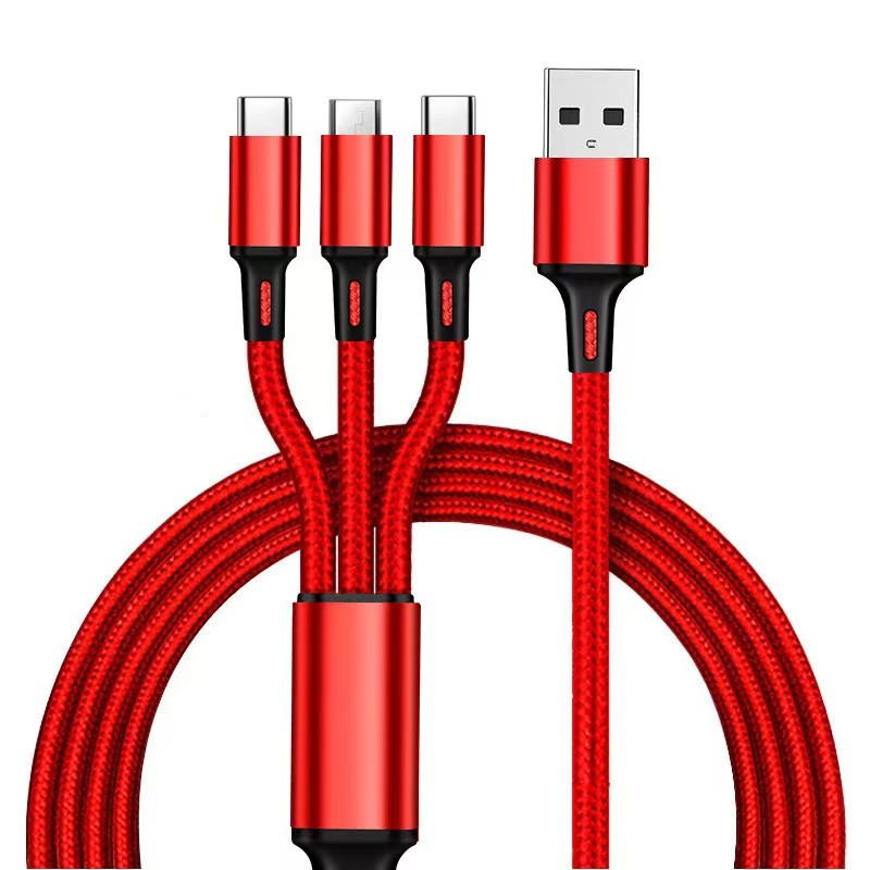 Cable cargador multi-USB 3 en 1: conectores tipo C y micro USB