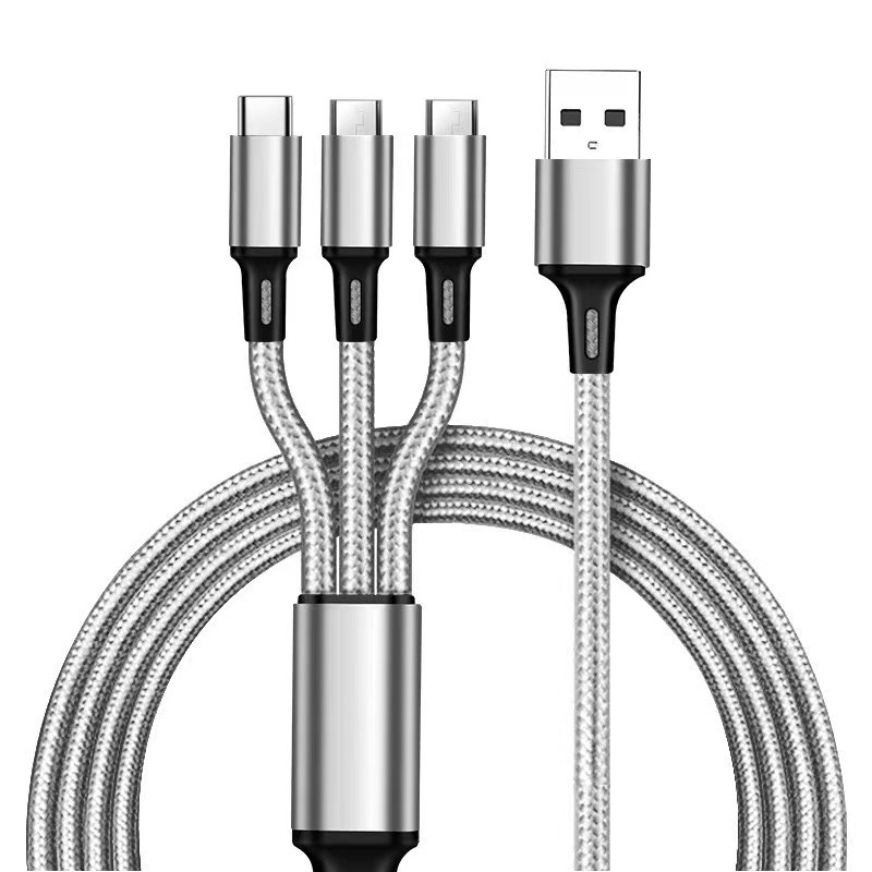 Cable cargador multi-USB 3 en 1: conectores tipo C y micro USB