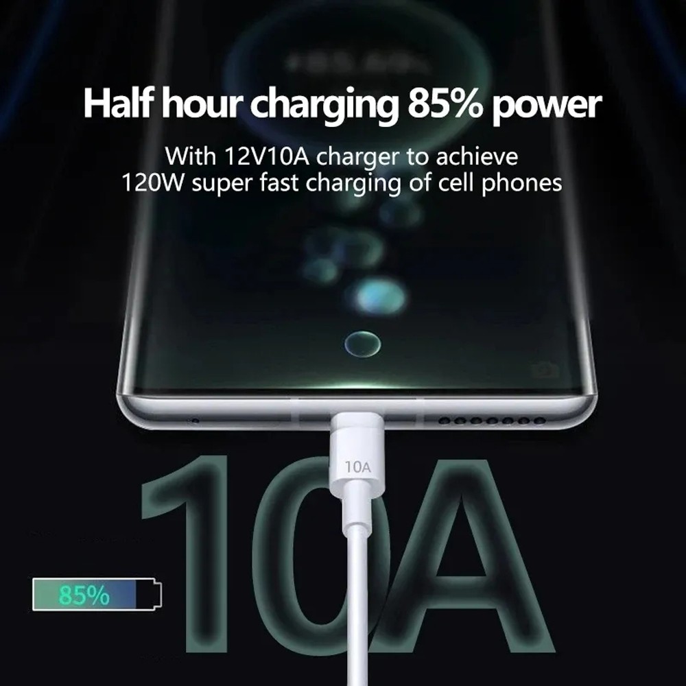 Cable USB tipo C de carga ultrarrápida de 10 A y 120 W