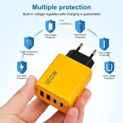 Adaptador de carga rápida USB de 120 W - Tipo C Quick Charge 3.0