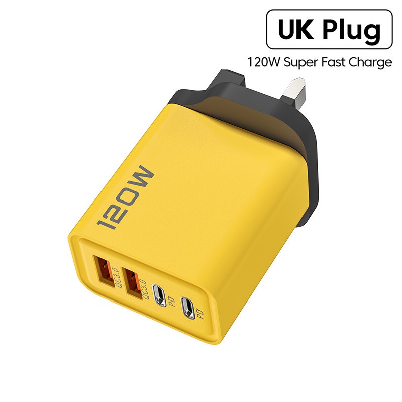 Cargador USB-C PD de 4 puertos y 120 W - Adaptador de carga rápida 3.0