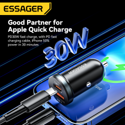 Cargador USB para coche Essager de 30 W - Carga rápida 4.0/3.0 con PD