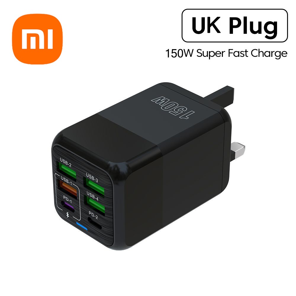 Cargador rápido de pared Xiaomi de 150 W y 6 puertos - PD QC 3.0